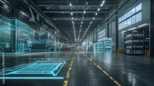 Futuristic Distribution Hub: AR Visualization of Smart Logistics Operations