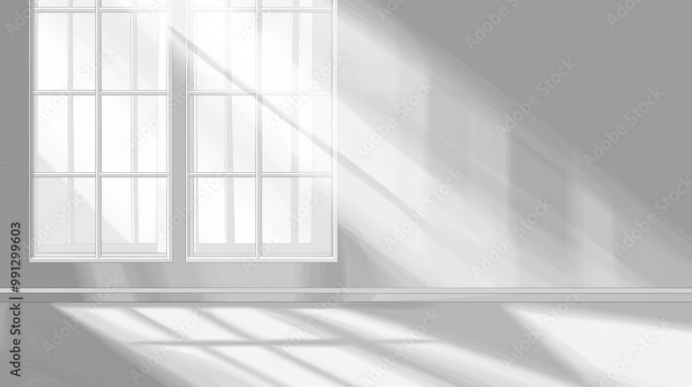 Fototapeta premium realistic and minimalist blurred natural light windows shadow overlay on wall paper texture abstract background minimal abstract light white background for product presentation, Ai