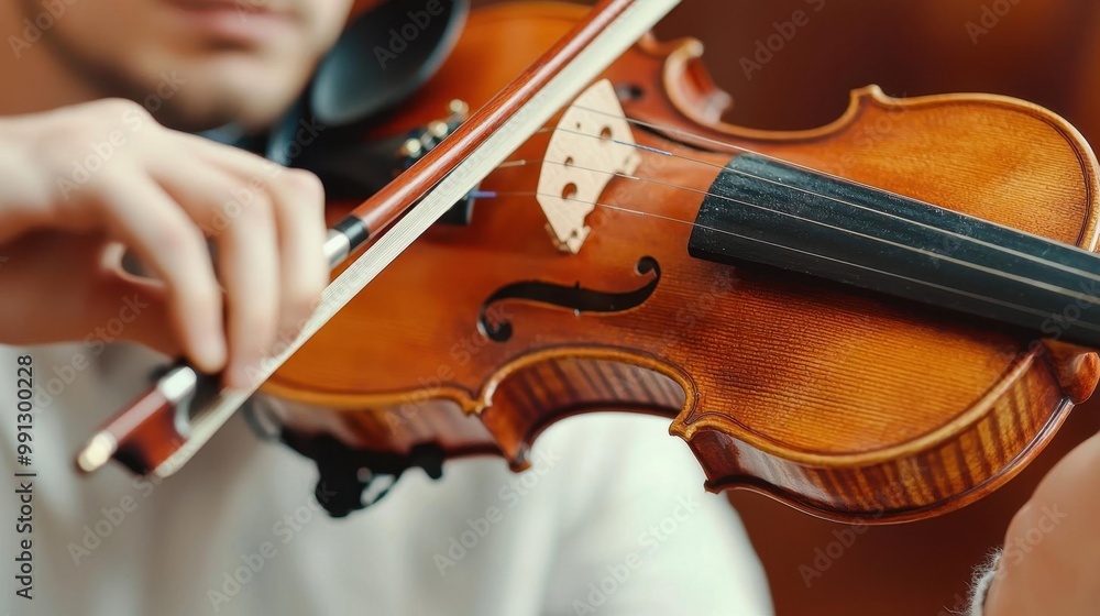 A close-up of a musician playing a violin, showcasing the intricate details of the instrument and the artistry of music. A close-up of a musician playing a violin, showcasing the intricate details of the instrument and the artistry of music.