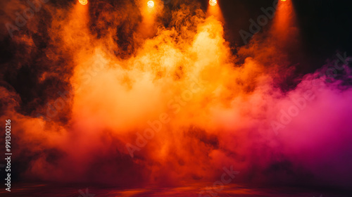 Wallpaper Mural Spotlight on a stage with dark red smoke, creating a dramatic and intense visual effect Torontodigital.ca