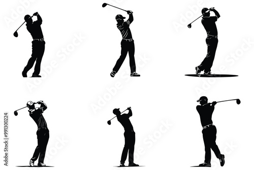 golf player silhouette vector