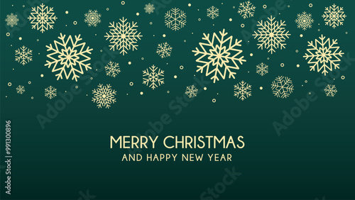 Merry Christmas and happy new year banner background. Winter snowflakes vector background