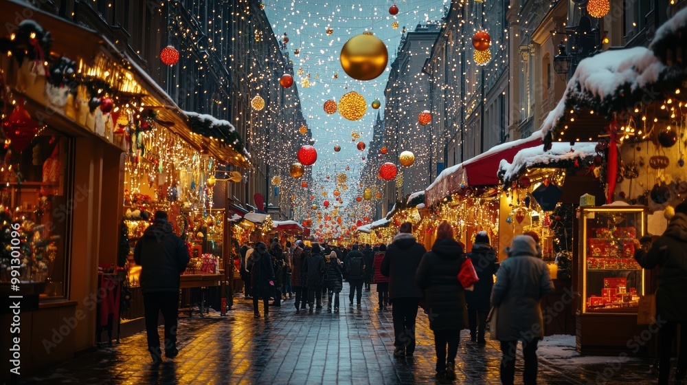 Festive Market Street for New Year Celebration Festive Market Street for New Year Celebration