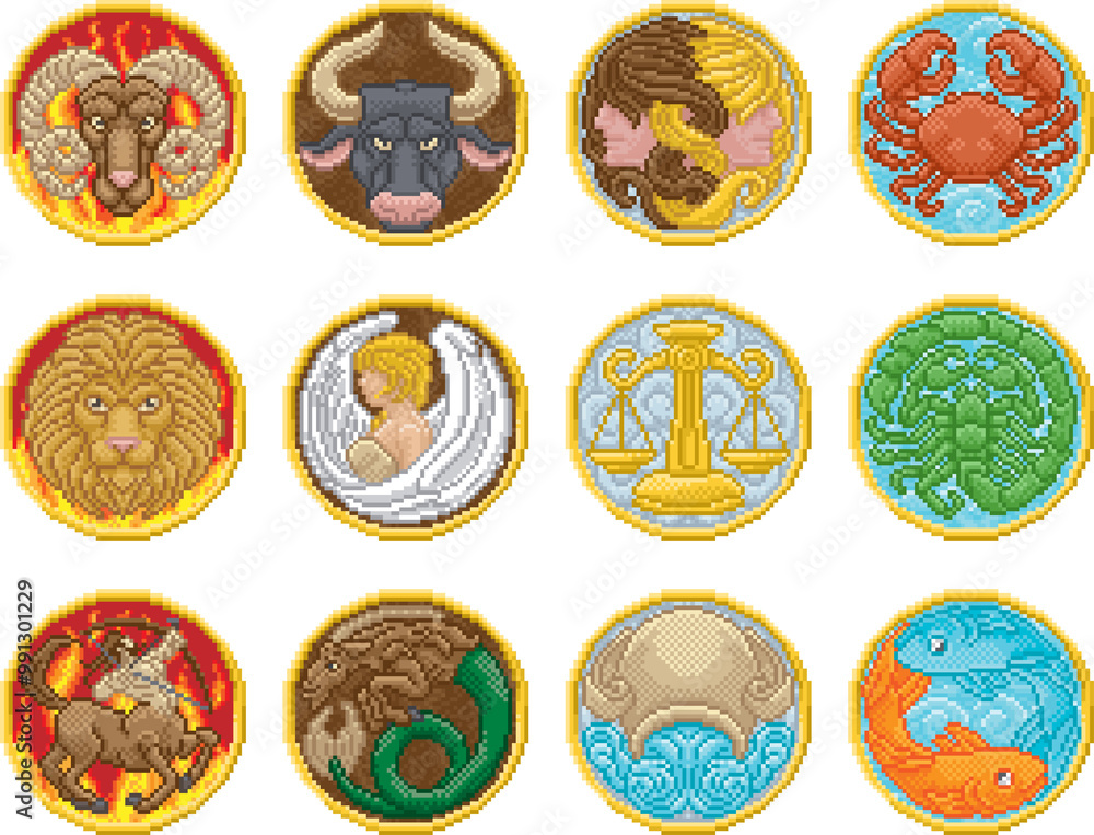 Zodiac Horoscope Pixel Art Astrology Star Signs Zodiac Horoscope Pixel Art Astrology Star Signs