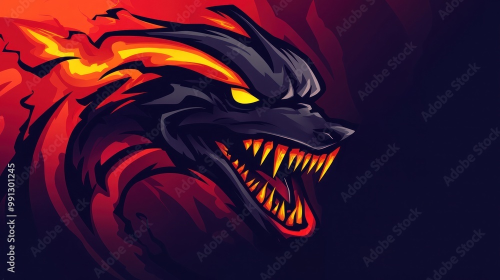 Angry animal monster burn head logo sport design mascot gaming e-sport template background wallpaper AI generated image Angry animal monster burn head logo sport design mascot gaming e-sport template background wallpaper AI generated image