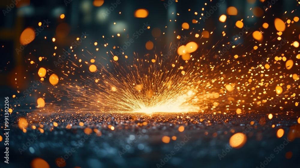 Naklejka premium Dynamic Spark Explosion with Radiant Light Effects