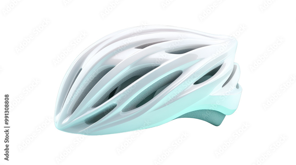 A white helmet with a blue stripe A white helmet with a blue stripe