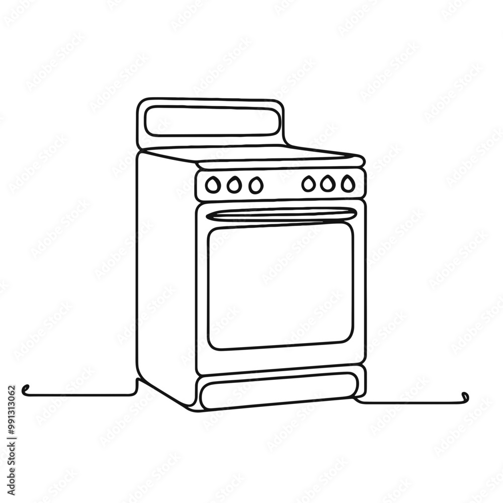 A stove with a black and white outline. The stove is a simple design with no color. The stove is a basic appliance that is used for cooking food A stove with a black and white outline. The stove is a simple design with no color. The stove is a basic appliance that is used for cooking food
