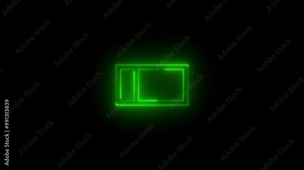 Neon dock right mirrored icon glowing black background animation Neon dock right mirrored icon glowing black background animation