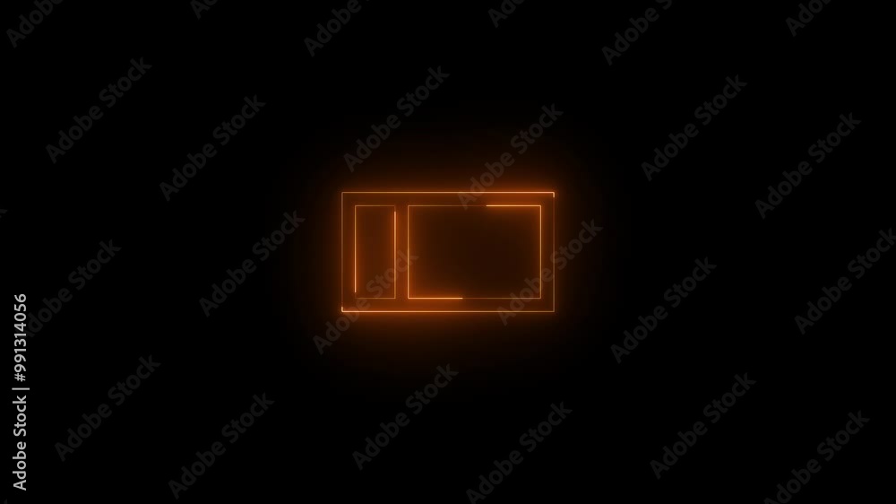 Neon dock right mirrored icon glowing black background animation Neon dock right mirrored icon glowing black background animation