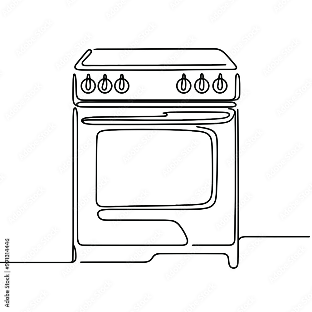 A stove with four knobs and a door. The stove is white and has a black handle A stove with four knobs and a door. The stove is white and has a black handle