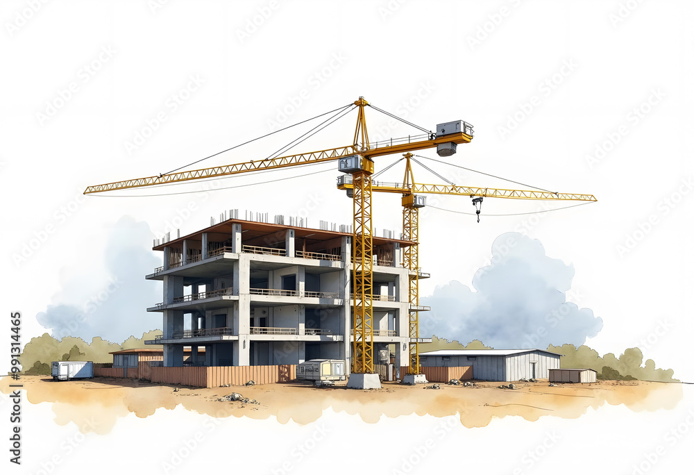 Building under construction on white background. 3d illustration
Building under construction on white background. 3d illustration