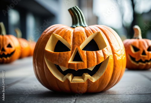 Funny halloween pumpkins. G...