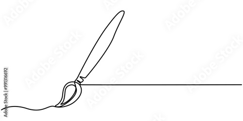 Continuous one line drawing of a art materials. Artsy brushes and painting palette one line drawing vector illustration isolated on white background, Continuous Line Drawing of Art Class Icon. Hand