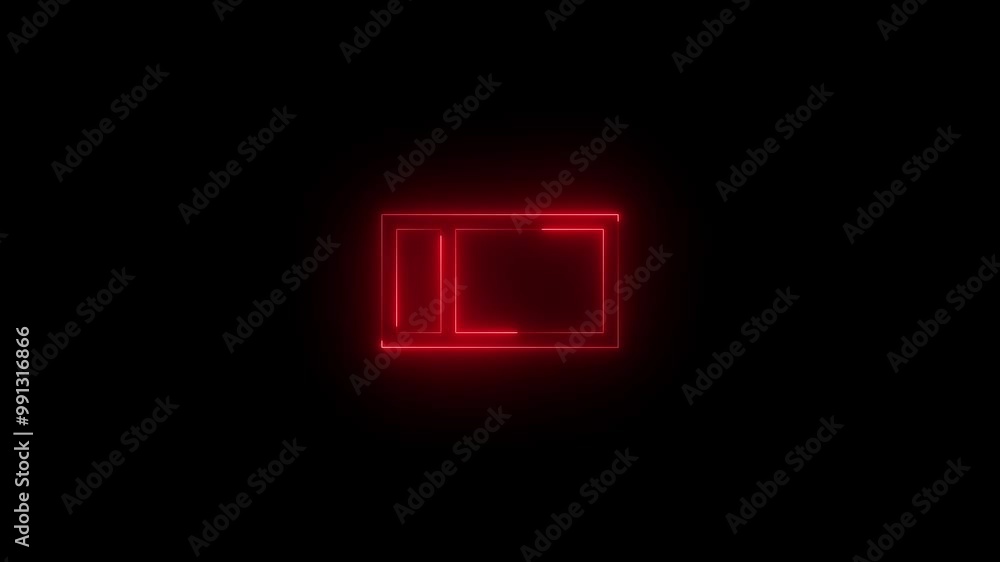 Neon dock right mirrored icon glowing black background animation Neon dock right mirrored icon glowing black background animation