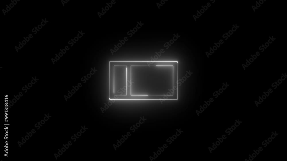 Neon dock right mirrored icon glowing black background animation Neon dock right mirrored icon glowing black background animation