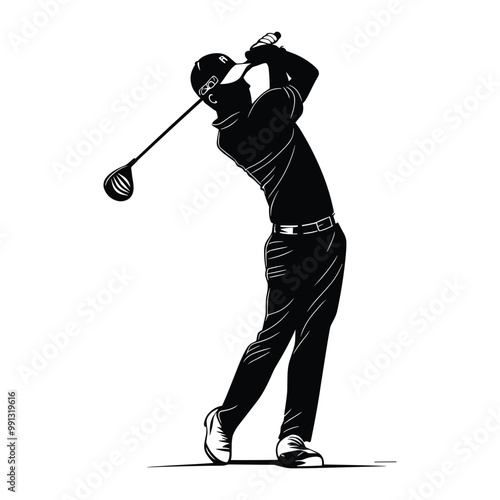 golf player silhouette vector