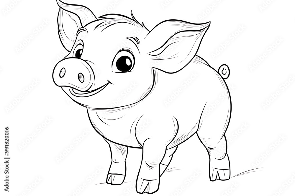 Naklejka premium Cute Platypus Cartoon Colouring Page for Kids