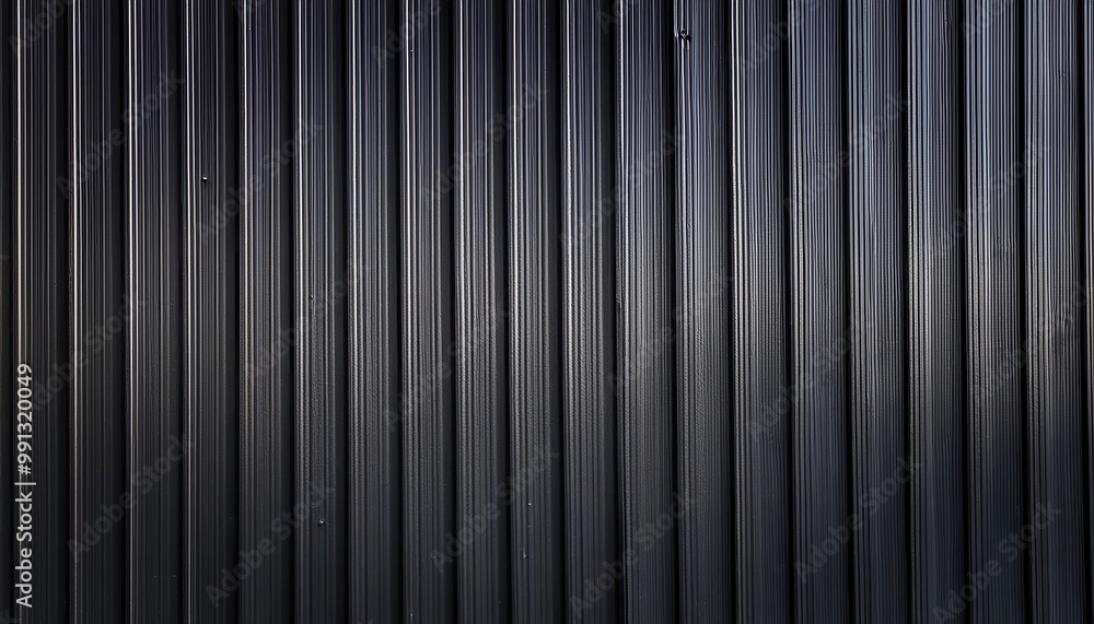Close-up of Vertical Metal Panels with Black Matte Finish and Textured Surface Featuring Evenly Spaced Grooves Creating a Symmetrical Industrial Aesthetic. Background For Product Mockup Presentation Close-up of Vertical Metal Panels with Black Matte Finish and Textured Surface Featuring Evenly Spaced Grooves Creating a Symmetrical Industrial Aesthetic. Background For Product Mockup Presentation