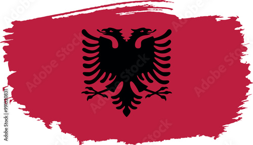 Hand drawn brush stroke flag of Albania illustration on white background