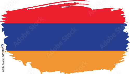 Hand drawn brush stroke flag of Armenia illustration on white background