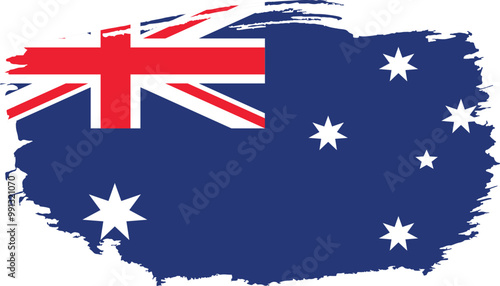 Hand drawn brush stroke flag of Australia illustration on white background