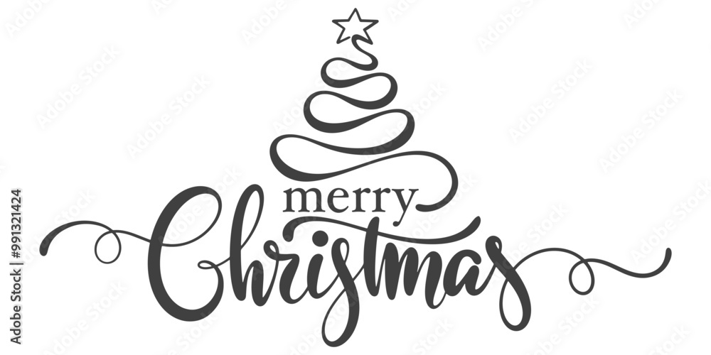 Naklejka premium merry christmas lettering, merry christmas lettering. Merry christmas hand lettering calligraphy isolated on white background. Vector holiday illustration element. Merry Christmas script calligraphy