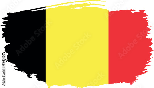 Hand drawn brush stroke flag of Belgium illustration on white background