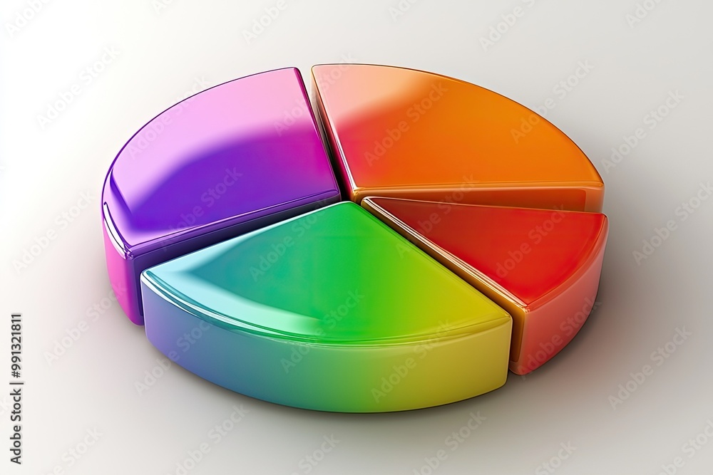 Obraz premium Colorful pie chart representing data segments, perfect for presentations, reports, or educational materials.