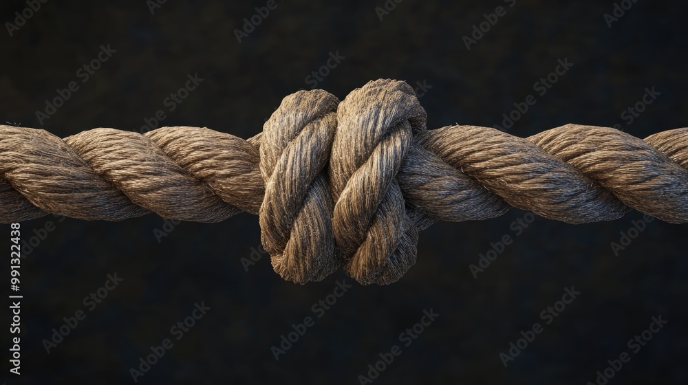 Thick well worn braided rope secured with a strong knot Thick well worn braided rope secured with a strong knot