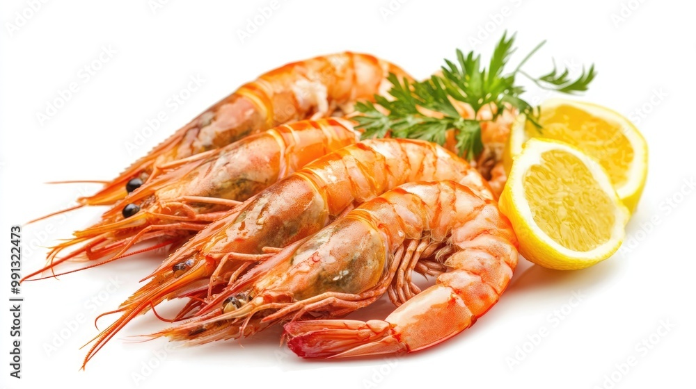 Cooked king prawns isolated on a white background Cooked king prawns isolated on a white background