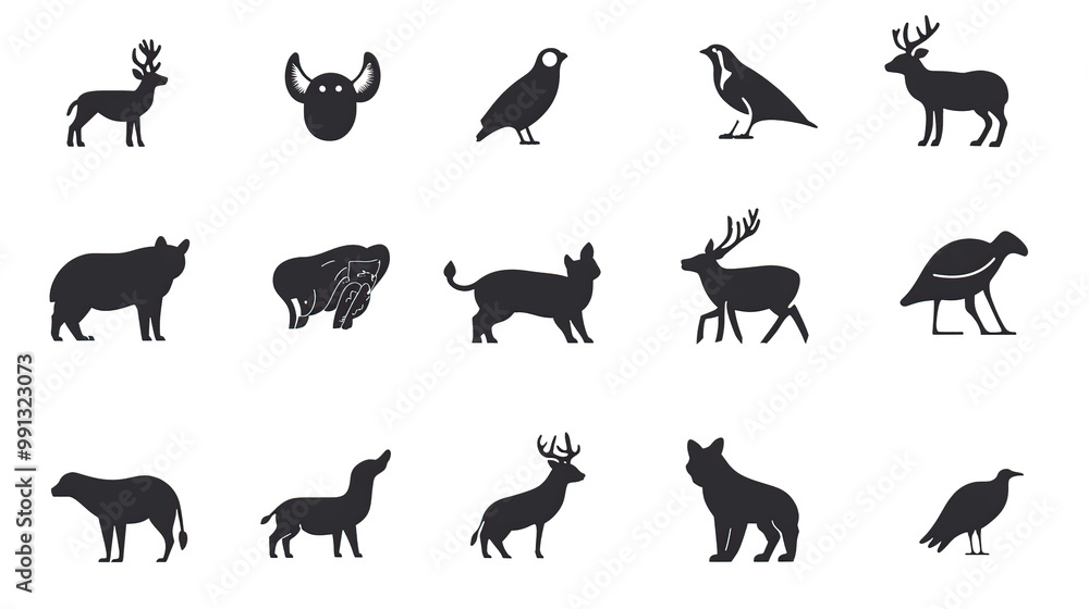 animals icon collection as element on transparent background animals icon collection as element on transparent background