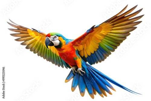 flying Moroccan parrot isolated on white background 