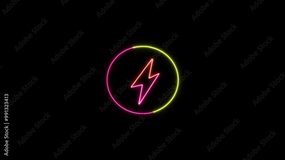Neon sign circleanimation on a black background Neon sign circleanimation on a black background