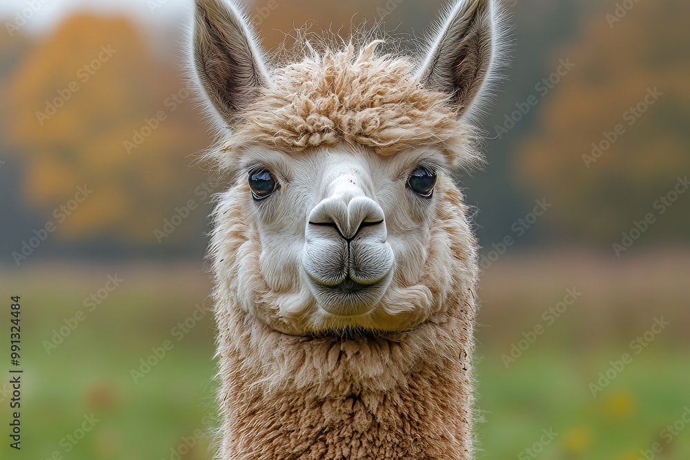Obraz premium A llama in a lush green field. Generative AI