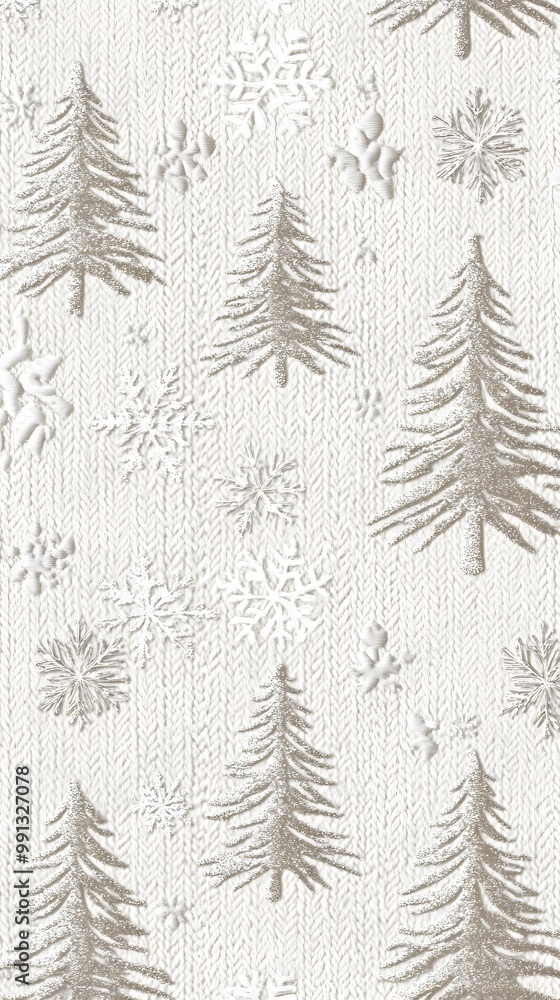 Obraz premium Set of Silver Christmas Ornaments on White Fabric, Minimalist, Abstract Image, Texture, Pattern Background, Wallpaper, Cover and Screen for Smartphone, PC, Laptop, 9:16 and 16:9 Format