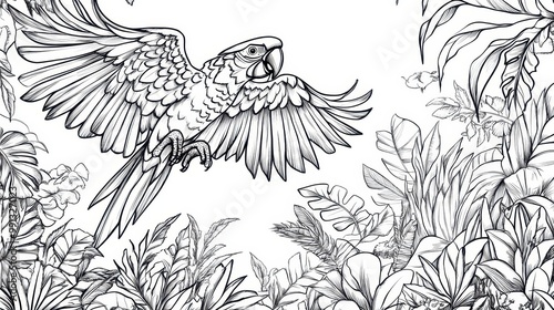 Wallpaper Mural Parrot Flying Above Tropical Leaves Torontodigital.ca