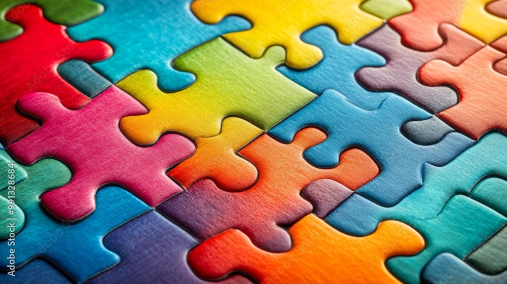 Puzzle pieces labeled with marketing tactics interlocking to create a perfect solution representing a unified business strategy Puzzle pieces labeled with marketing tactics interlocking to create a perfect solution representing a unified business strategy
