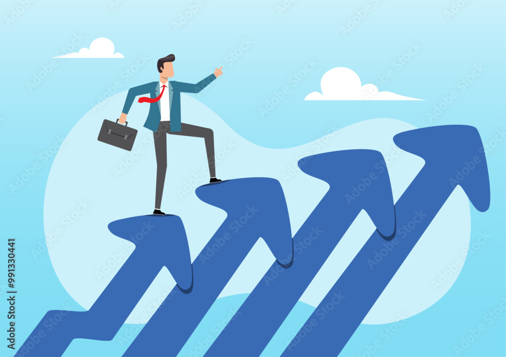 businessman walk or stepping up growth arrow stair businessman walk or stepping up growth arrow stair