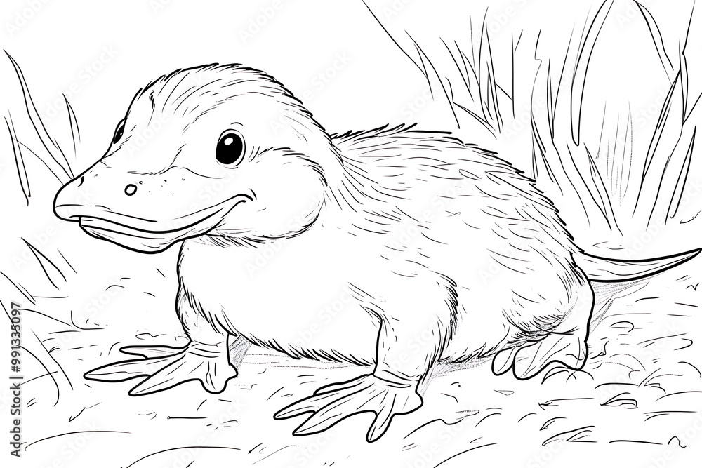 Fototapeta premium Cute Poult Cartoon Colouring Page for Kids