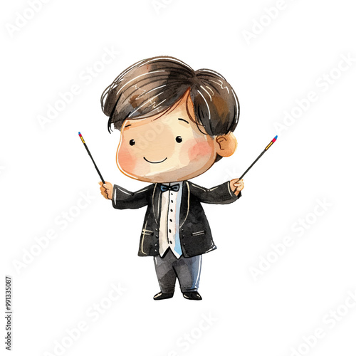 music conductor vector illustration in watercolor style