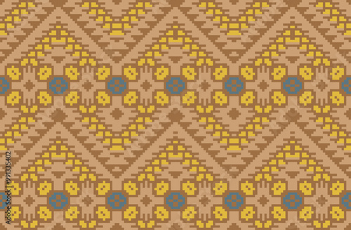 Tribal Seamless Abstract Geometric Patternfolk Embroidery, Aztec Geometric Ornament Print. Design for Carpet, Wallpaper, Clothing, Wrapping, Fabric