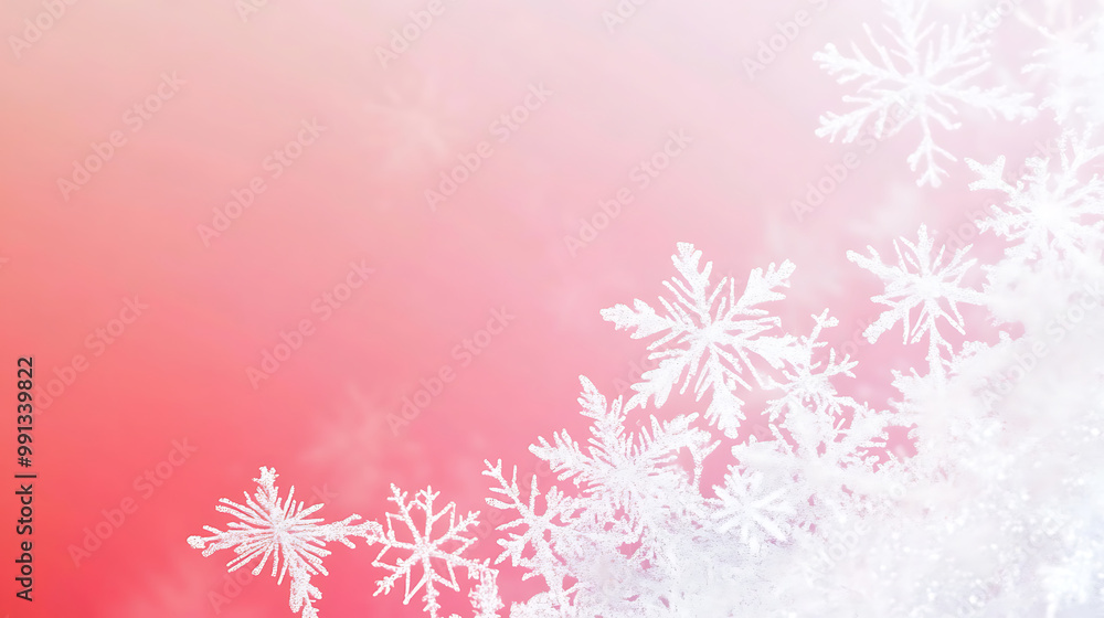 Minimalistic Christmas background with a gradient of icy blues and white snowflakes