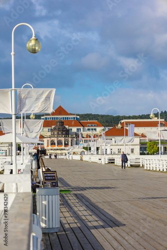 View from the pier on the beautiful architecture of Sopot, Poland