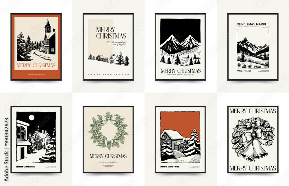 Merry Christmas and Happy New Year vertical flyer or poster template. Modern trendy Matisse minimal style. Hand drawn design for wallpaper, wall decor, print, postcard, cover, template, banner. Merry Christmas and Happy New Year vertical flyer or poster template. Modern trendy Matisse minimal style. Hand drawn design for wallpaper, wall decor, print, postcard, cover, template, banner.