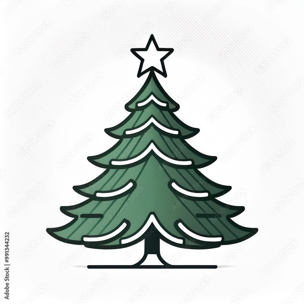 Minimalist Christmas Tree Icon with Star Topper in Green Tones, Outlined in White and Black on a Subtle Gradient Background. Perfect for Holiday Cards, Digital Designs, and Festive Graphics Minimalist Christmas Tree Icon with Star Topper in Green Tones, Outlined in White and Black on a Subtle Gradient Background. Perfect for Holiday Cards, Digital Designs, and Festive Graphics