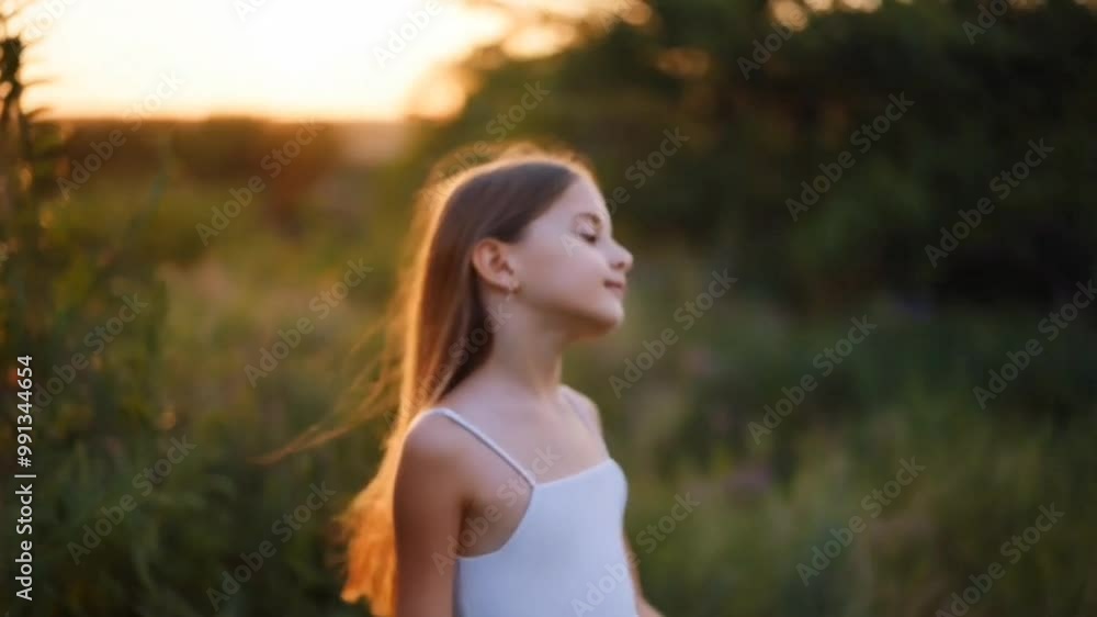 A carefree girl savoring the summer breeze, generated by AI A carefree girl savoring the summer breeze, generated by AI