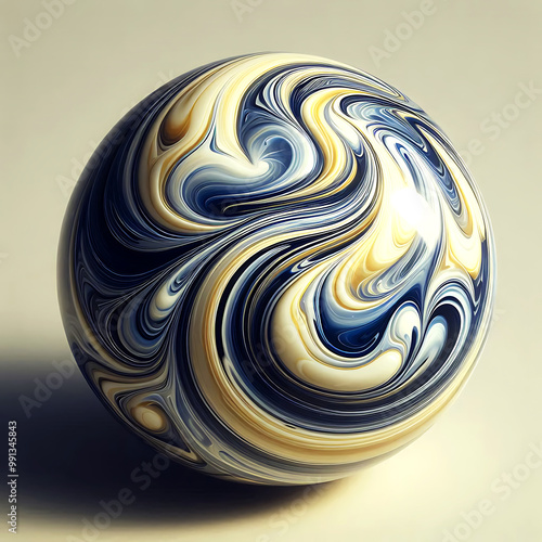 Abstract creative 3d sphere Glossy blue glob object in minimalist