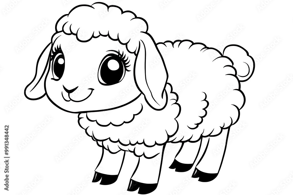 Cute Lamb Cartoon Colouring Page for Kids Cute Lamb Cartoon Colouring Page for Kids
