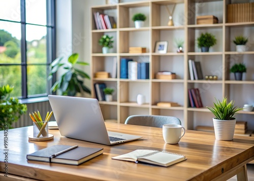 modern office interior with laptop